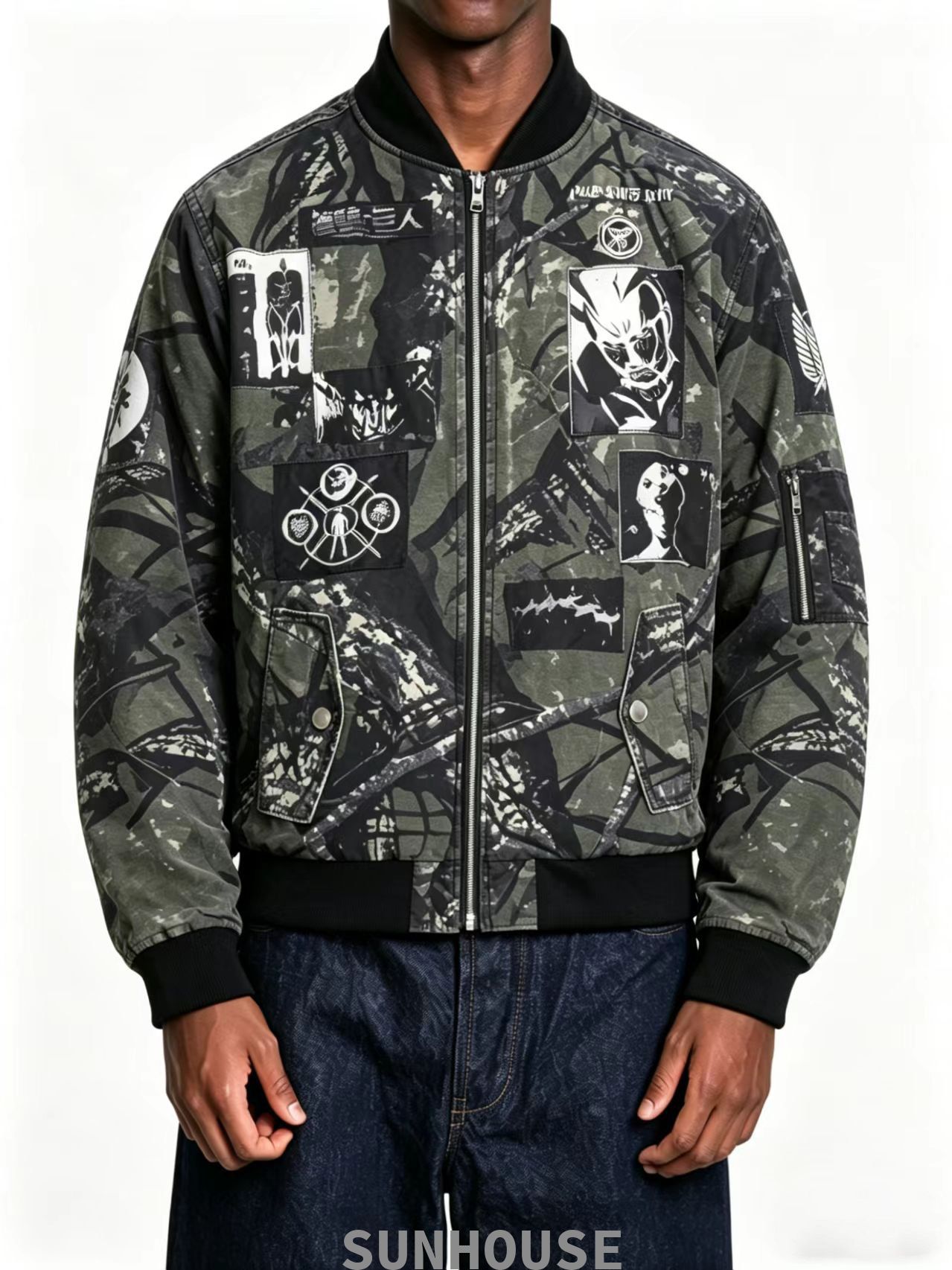 Camoflauge baseball jacket