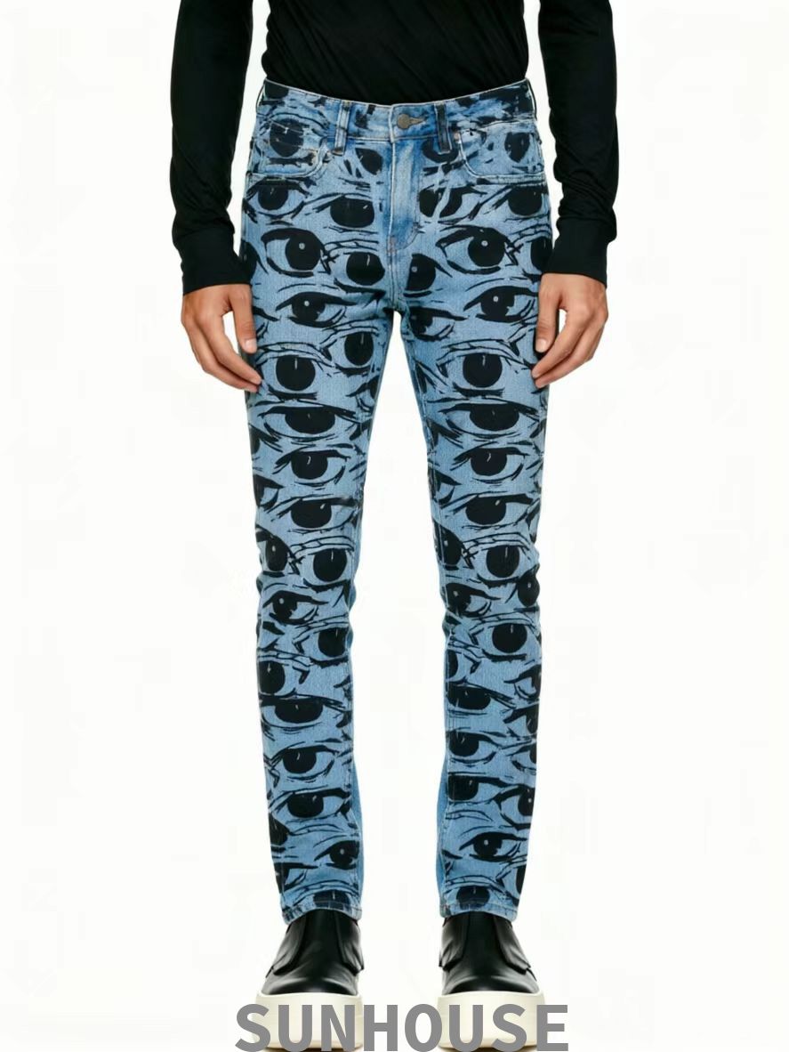 Eye print skinny jeans