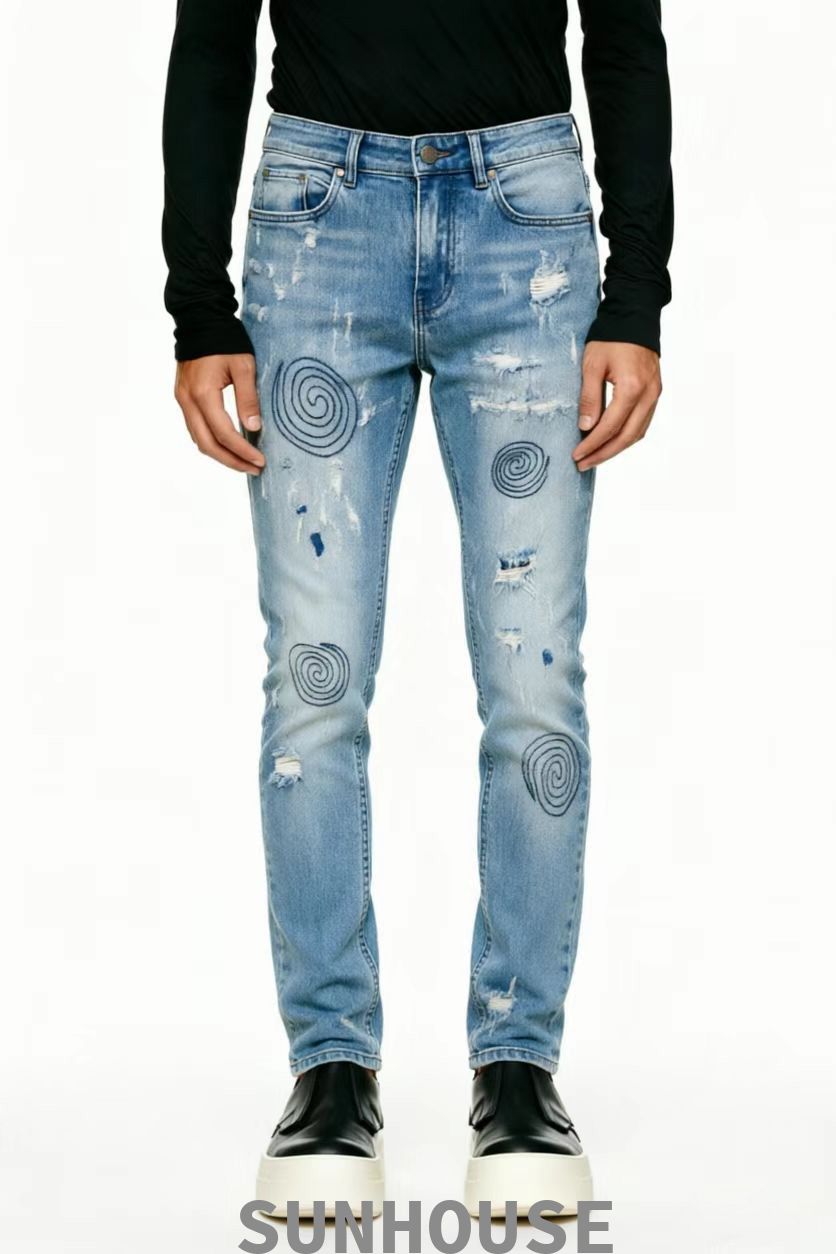 Swirl print skinny jeans