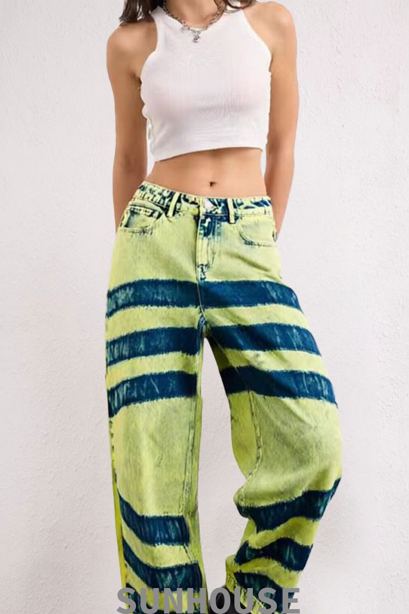 Fluorescent striped denim