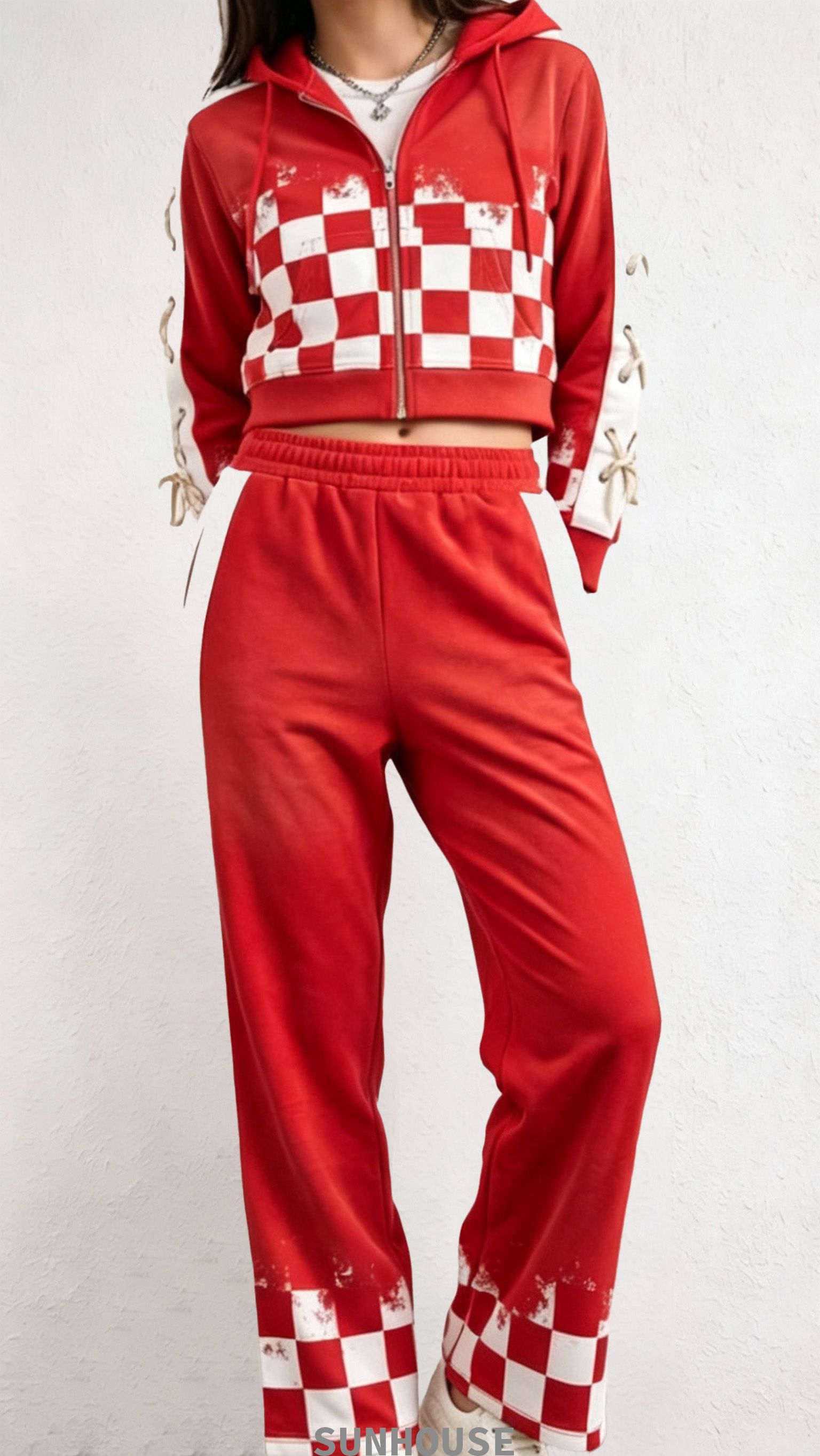 Plaid hoodie set