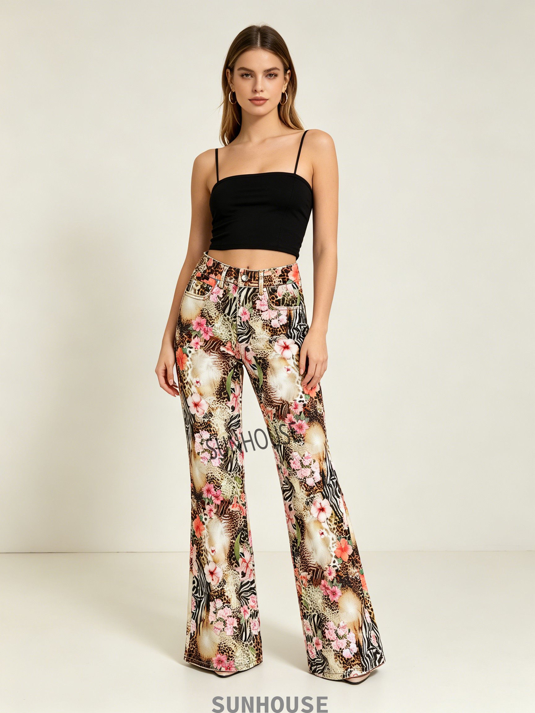 leopard print flared pants