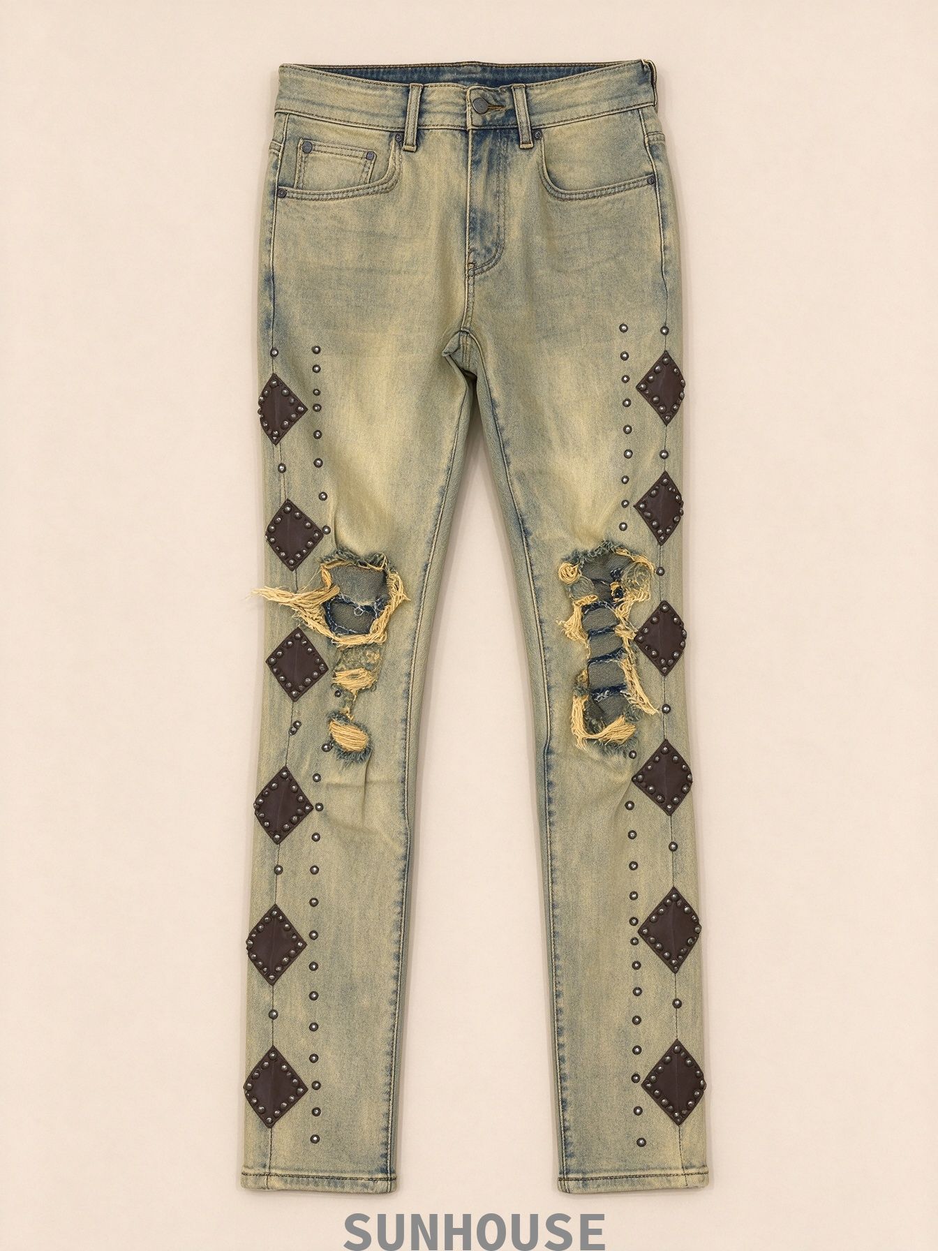 Diamond Rivet Skinny Pants