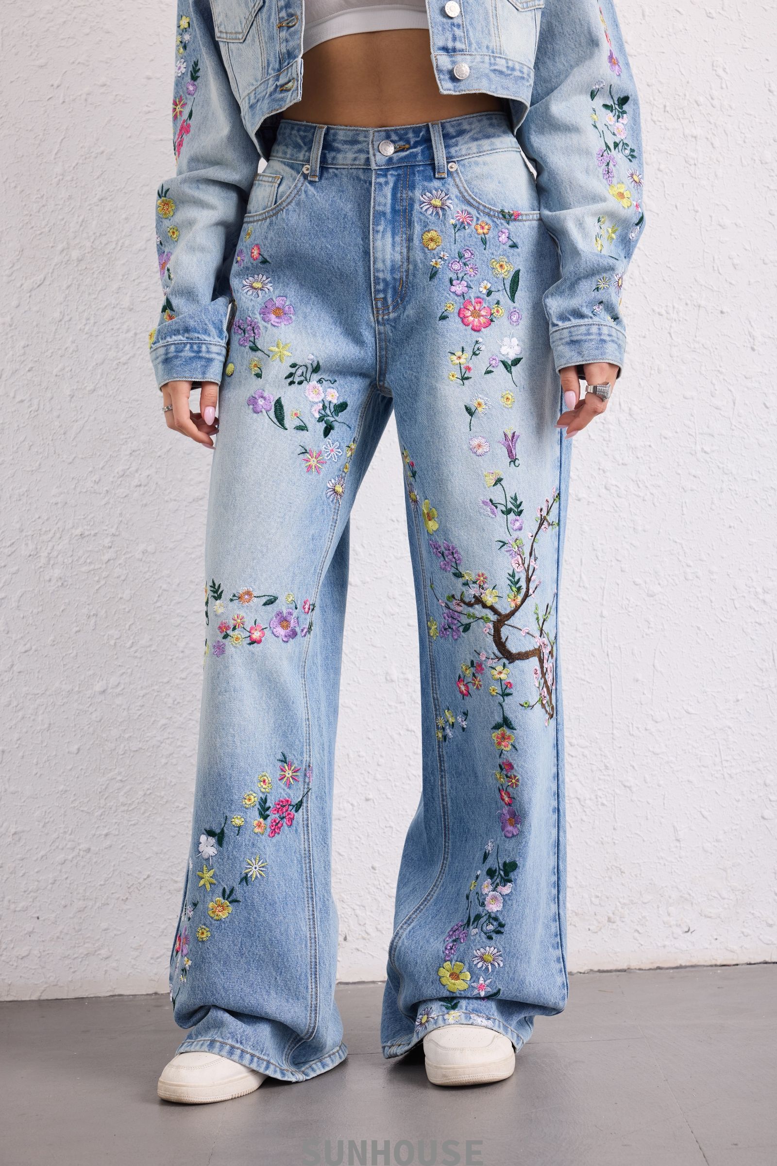 Splashed Blue Washed Trousers