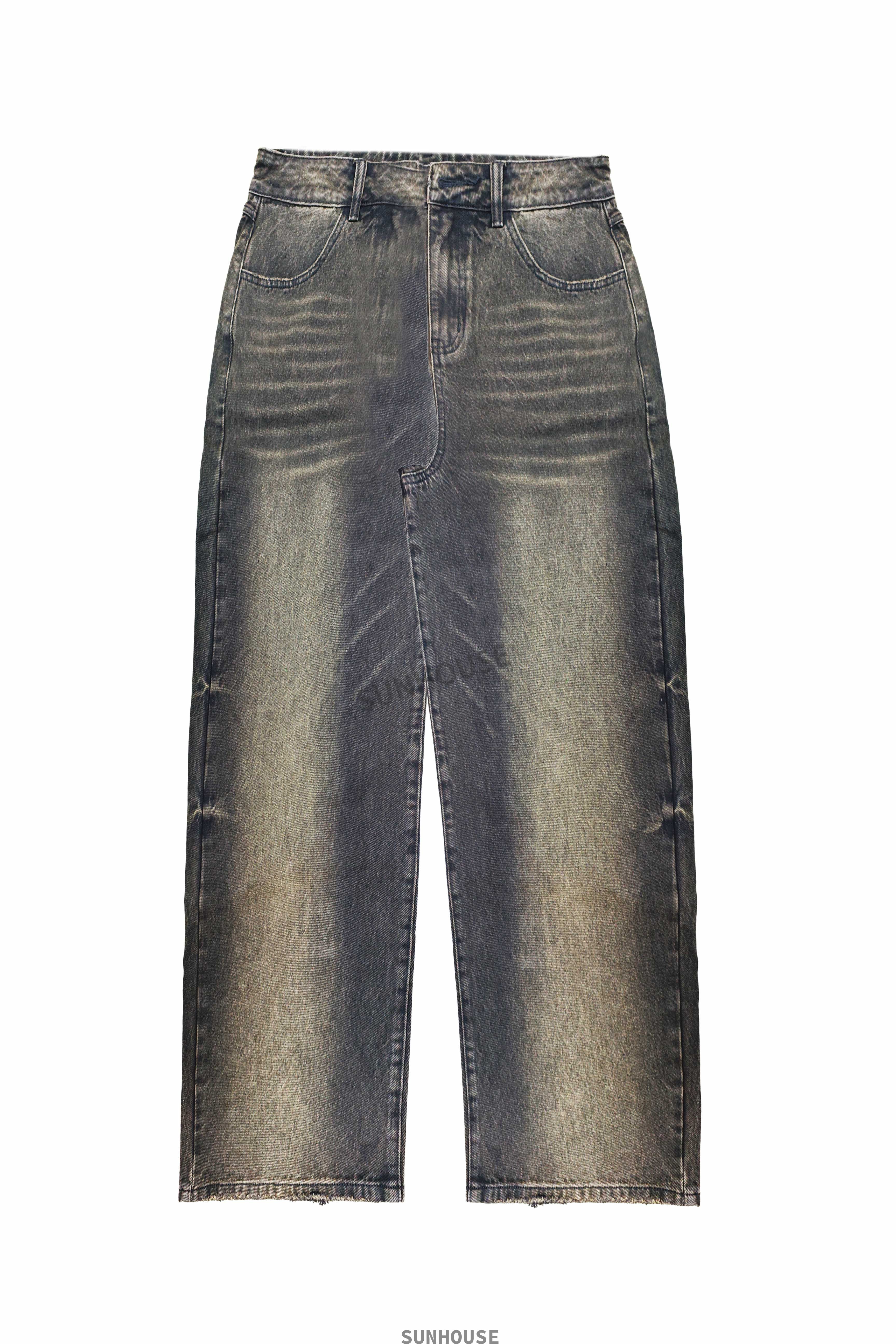 Dark blue washed denim