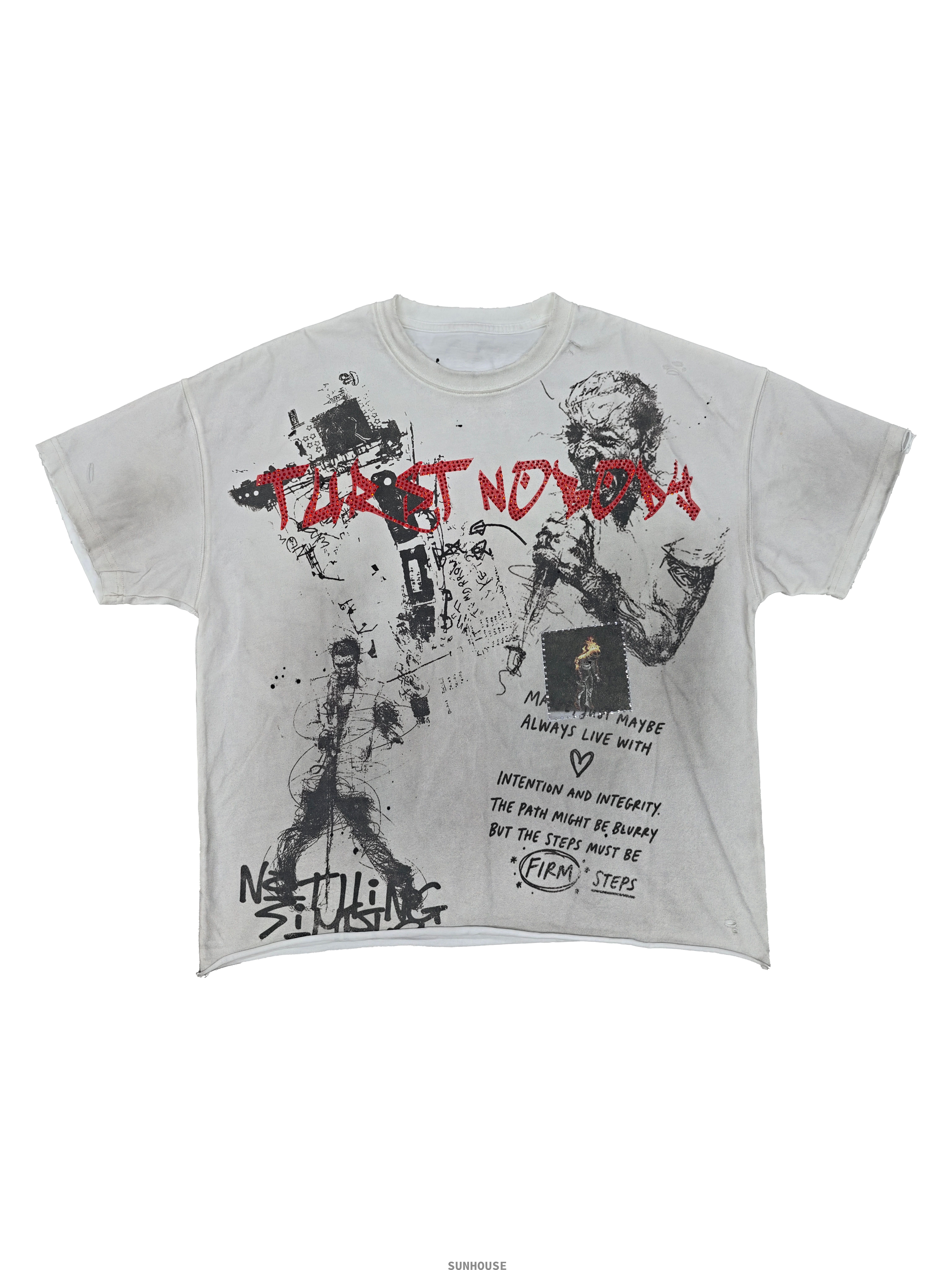  White Vintage Print Tee
