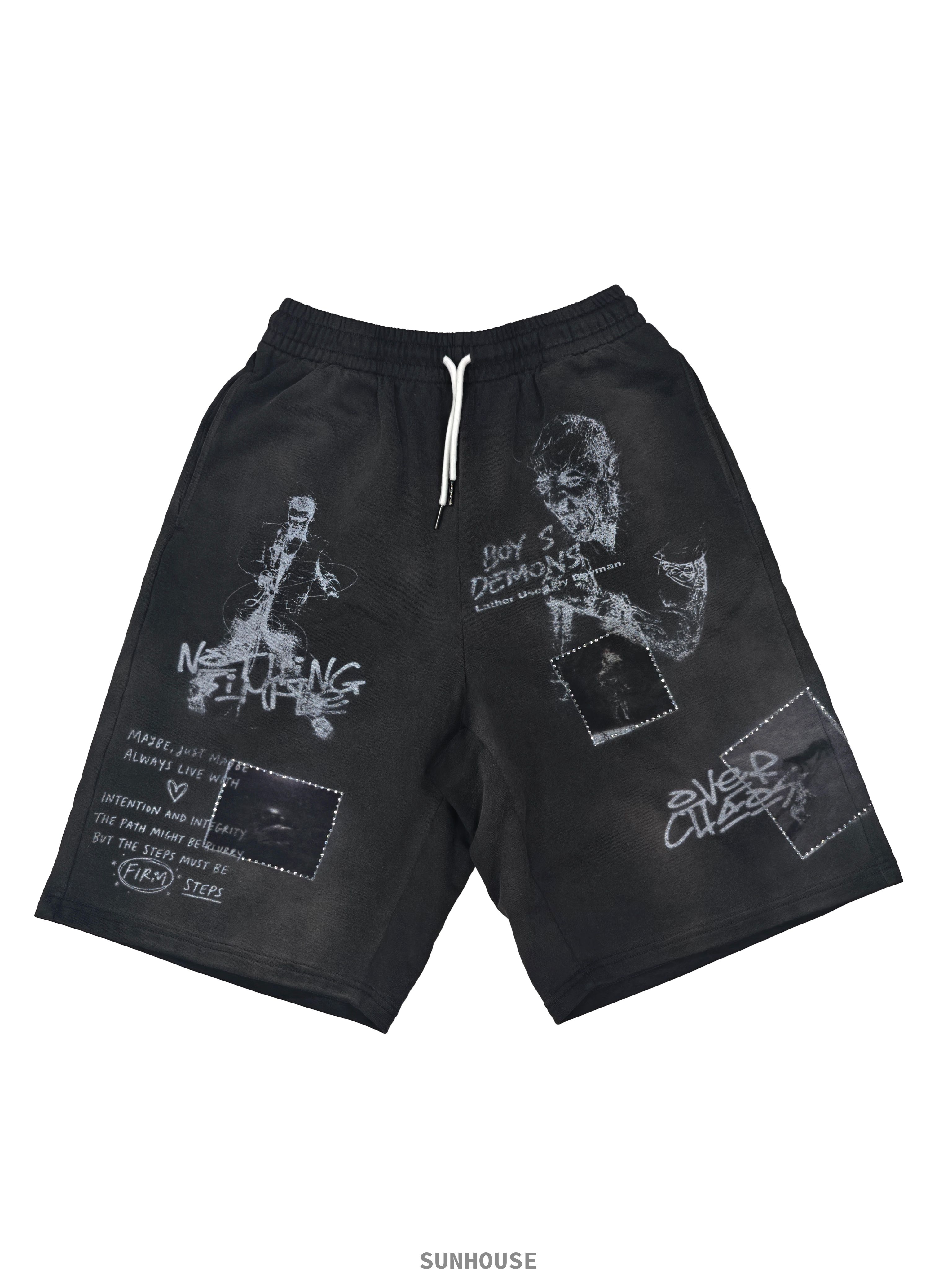 Black Capri With Vintage Print