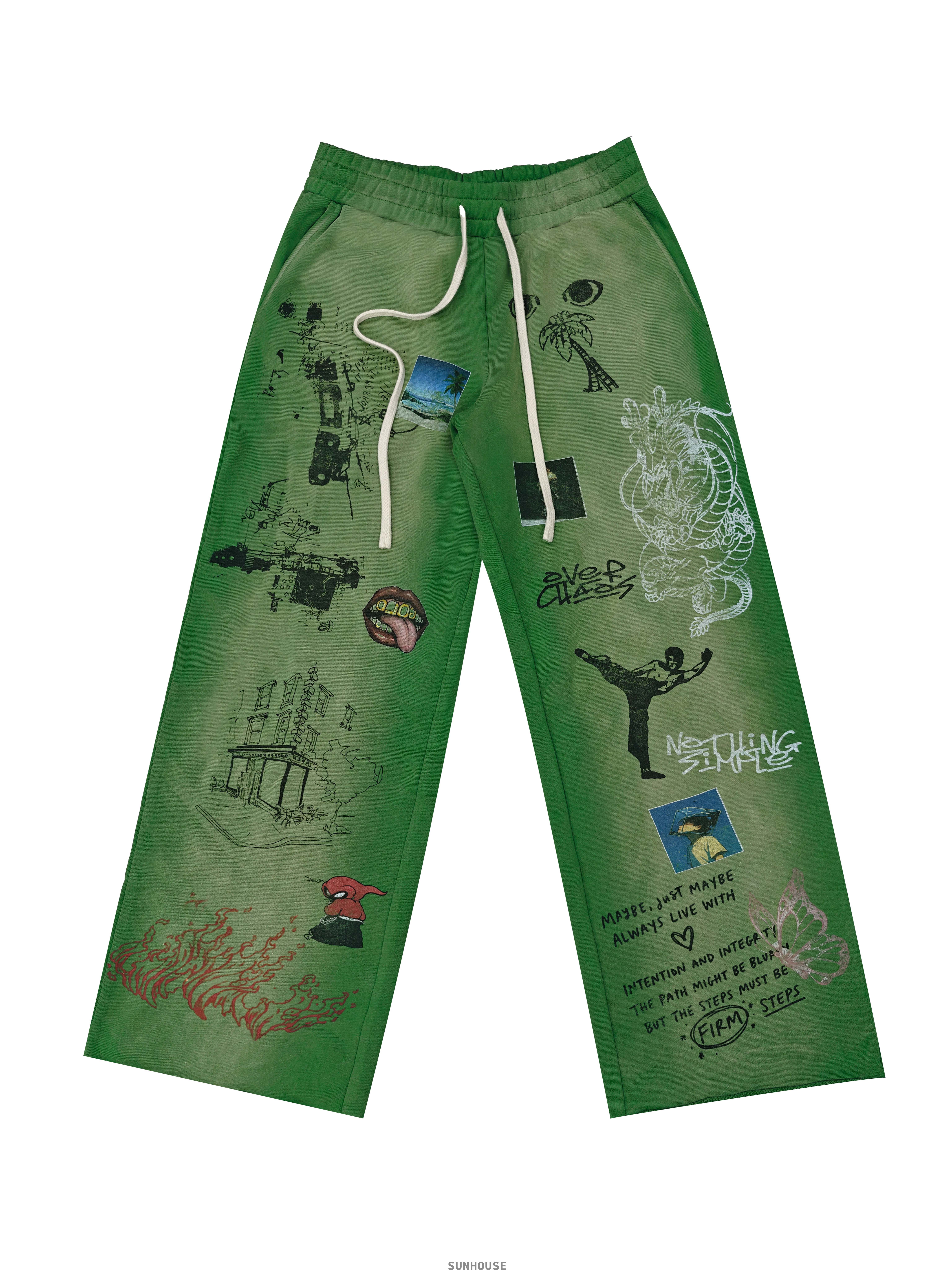  Green Printed Trousers
