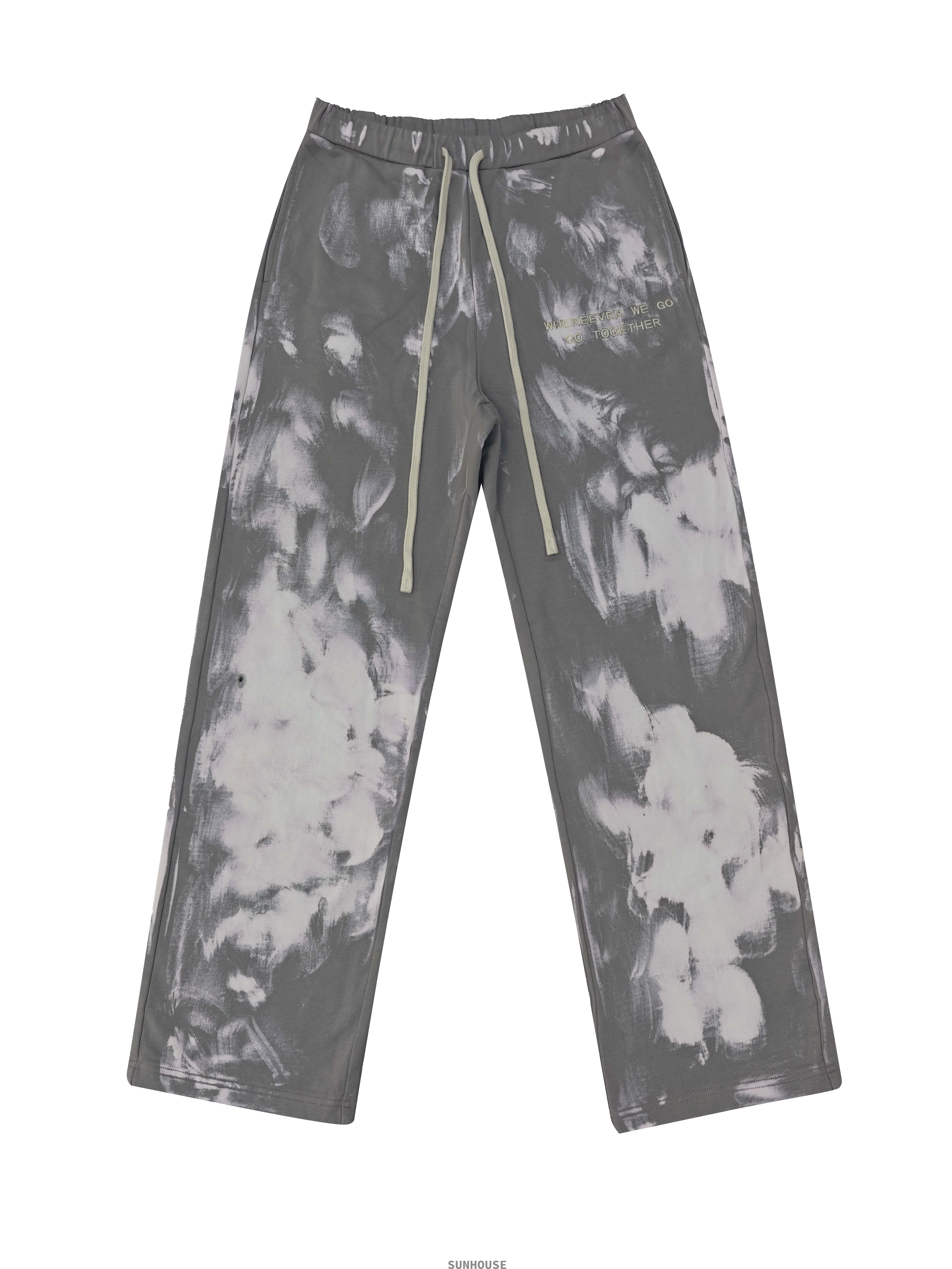 White paint splatter grey sweatpants