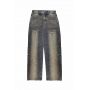 Dark blue washed denim