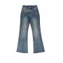 blue washed denim with stitching seams and rivets