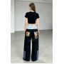 dual waist plaid spliced straight-leg jeans