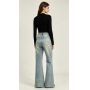 rivet washed flared flared jeans