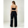 tiger print spliced straight leg pants